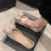 LBSFY  -  Pointed Toe Bling Bow Women Shoes 2024 Elegant Flats Shallow Sandals Autumn Designer Fad New Shoes Dress Party Chaussures Femme